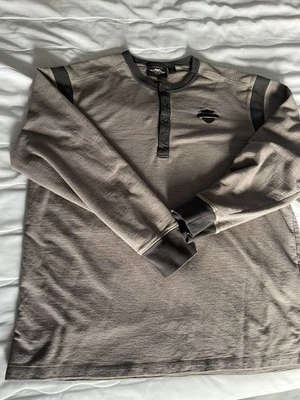 Camisa Harley Davidson Para Hombre XL Gris Manga Larga Henley Pullover Térmico Moto Foto 1 de 4