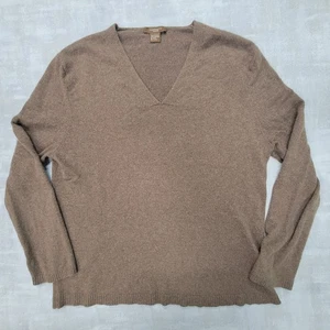 Suéter de cachemir para mujer Esperanto talla grande manga larga cuello en V suéter marrón - Imagen 1 de 9