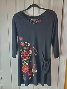 Urban Mango Embroidered Black Dress Size Small Women's - Picture 1 of 8