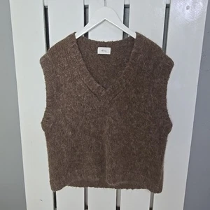 Moia Seoul Angora Wool Hand Knitted Brown Vest Women's One Size Quiet Luxury - Picture 1 of 9