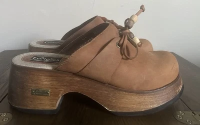 Zueco mulas plataforma gruesa madera caramelos Y2K vintage años 90 para mujer talla 10M” Foto 1 de 4