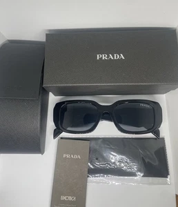 PRADA Sunglasses Black Unisex SPR 16W 53 20 1AB 5D1 145 3N Case Included - Picture 1 of 7