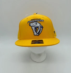 Cappello Berretto Snapback Fanatics Nashville Predators NHL Logo Giallo Tinta Unita Regolabile - Foto 1 di 6