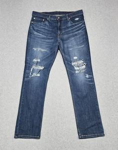 Levis 511 Jeans Mens 36x32 Blue Dark Wash Whiskered Slim Fit Stretch Denim Pants - Picture 1 of 15