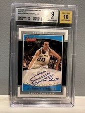 2002-03 Bowman Sig. Parallel #SE-EG 65/99MANU GINOBILI Auto. Beckett 9 & 10 Auto