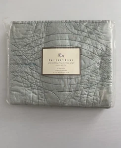 Pottery Barn ~ (NEW) Silk Wedding Ring Standard Quilted Sham Light Blue Seafoam - Picture 1 of 7