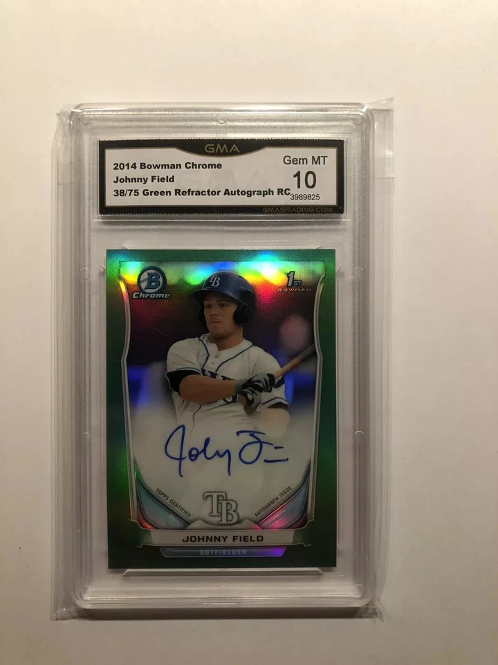 2014 Bowman Chrome Prospect Auto Green Refractor /75 Johnny Field - GMA 10 GEM - Image 1 of 1