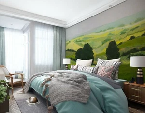 3D Green Hillside Trees O559 Wallpaper Wall Mural Self-adhesive Allan P Fay - Picture 1 of 11