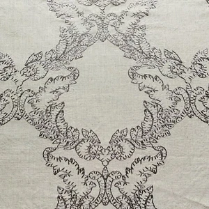 Sanderson Embroidered Curtain Fabric GUNNERSBURY DOVE 3.2m Linen Trellis Design - Picture 1 of 9