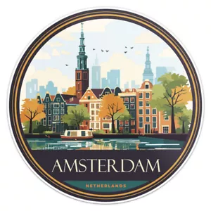 Netherlands Amsterdam City - Calcomanía de vinilo adhesiva para parachoques de coche - Imagen 1 de 5