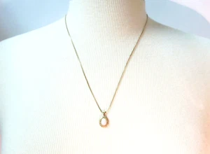 Vintage 14K Fine Yellow Gold Pendant White Opal on 10K Fine Yellow Gold Chain - Picture 1 of 10