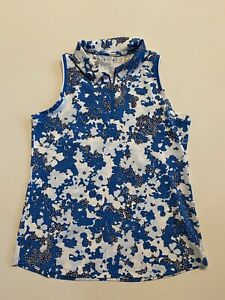 Under Armour Golf Polo Shirt Women's Medium New UPF 30+ Camo/Dot Tank Blue #1116