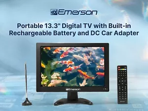 Emerson ET-1300 Portable 13.3” Digital TV with Built-in Rechargeable Battery - Picture 1 of 12