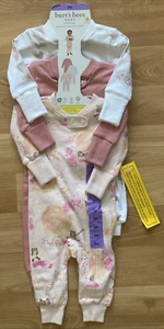 Burt's Bees Baby 3-pack Sleep & Play Pajamas 3 month with Organic Cotton - Picture 1 of 6
