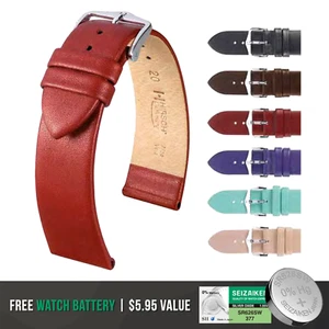 HIRSCH Cashmere Untextured Calf Leather Watch Strap w/ Aloe Vera Finish + Bonus - Picture 1 of 36