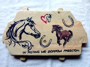 Horse Plaque Handmade Rustic Wooden Plaque - Picture 1 of 4