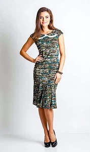 SUMMER GRAPHIC SKIRT SET Elastic Waist Below Knee Skirt Cap Sleeve Blouse - Picture 1 of 6