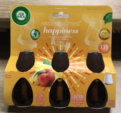 Air Wick Essential Mist Refill, 3ct, Happiness