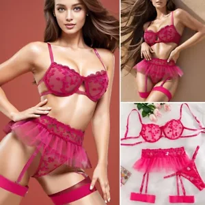 Para mujeres Sexy Lencería Encaje Babydoll Sujetador Tanga Set Prendas para dormir Ropa interior Ropa de noche - Imagen 1 de 30