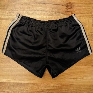 Adidas Glanz Nylon Shorts Size 6 W32 W34 Shiny Runner West Germany Black - Picture 1 of 10