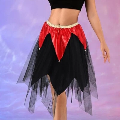 Jester Skirt Layered Tulle – Harley Quinn Halloween Costume, Rave & Club Outfit - Image 1 of 4