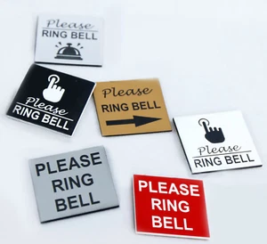 PLEASE RING BELL SIGN DOOR LASER ENGRAVED SIGN SQUARE 42MM X 42MM - Picture 1 of 30