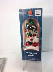 Mickey Unlimited Mouth Blown Glass Christmas Ornament MICKEY MOUSE SANTA NIB - Picture 1 of 8