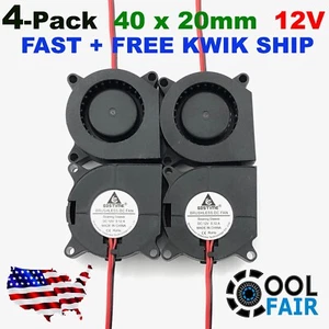 12V 40mm x 20mm Blower Fan 4020 DC Turbo Cooling Exhaust 3D Printer 2pin 4Pcs - Picture 1 of 5