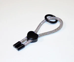 SCHLÜSSELBAND CRYSTAL/klar mit HERZ Schwarz / Rhinestone Rope / Glitzerkordel - Picture 1 of 4
