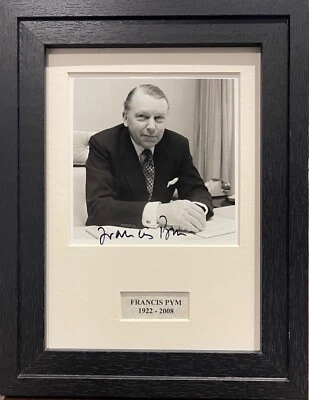 Francis Pym - Former Minister, Framed 8' X 6'  100% Hand Signed Photo & COA - Image 1 of 4