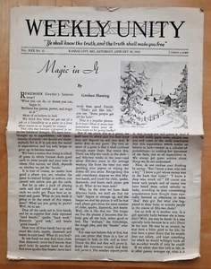 Vtg Saturday, January 28, 1939 WEEKLY UNITY Kansas City, MO Christian Newspaper - Picture 1 of 4