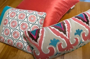 Pillow Gray with White Embroidery Nina Home Nina Campbell 21'x12"x5" Home Decor - Picture 1 of 9