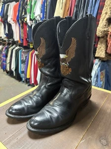 Vintage Harley Davidson Cowboystiefel Motorrad bestickt Leder Größe 10D - Bild 1 von 11