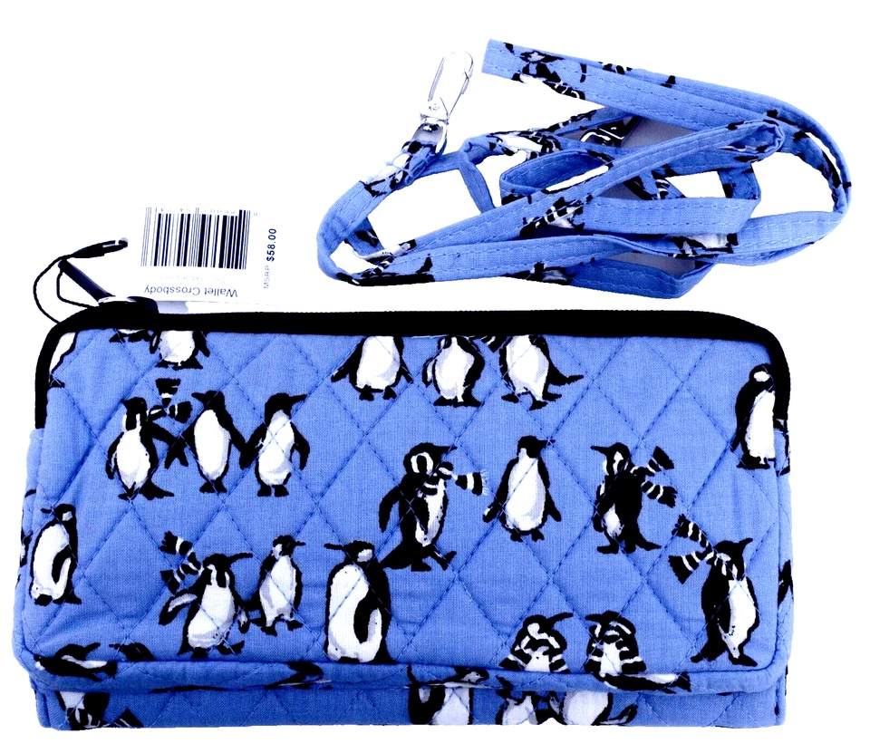 Print Vera Bradley Blue Playful Penguins Wallet Crossbody