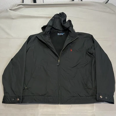 De Colección Polo Ralph Lauren Negro Forrado Polar Línea Chaqueta con Capucha Cremallera Hombres XXL PonyXXXX Foto 1 de 4