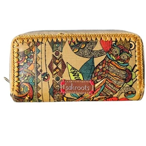 Sakroots Spirit Desert Owl Coated Canvas Double Zip Wallet Boho - Picture 1 of 9
