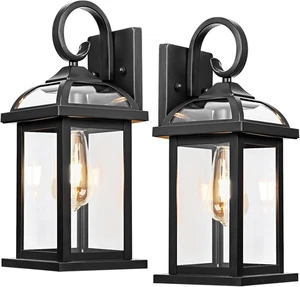 Black Exterior Light Fixtures 2-Pack, Anti-Rust Aluminum Outdoor Wall Lights for - Picture 1 of 8