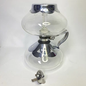 Vintage Silex UP-8 LP-8 Pyrex Glas & Chrom Staubsauger 8 Tassen Kaffeemaschine doppelter Griff - Bild 1 von 12