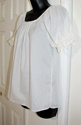 De colección. Blusa Campesina Blanca Mezcla Algodón Corto-Puff-slv. Rockmount-Ranch-Wear M/L Foto 1 de 4