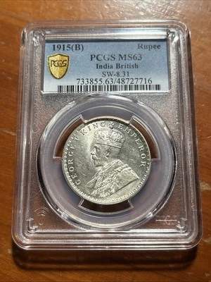 1915(B) British India Rupee - PCGS MS63 - SW-8.31 - Image 1 of 4