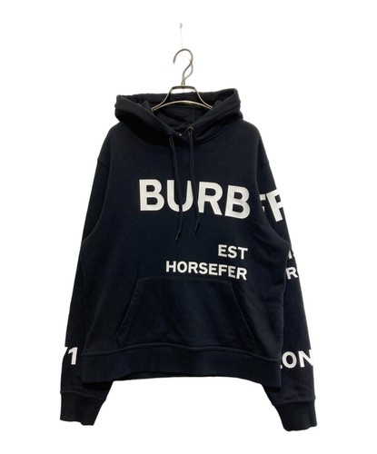 FELPA CON CAPPUCCIO OVERSIZE IN COTONE STAMPA BURBERRY LONDON HORSEFERRY Bianco x Nero Taglia: M