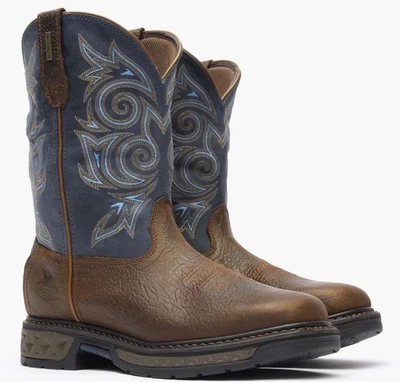 NUEVAS Botas de Trabajo Para Hombres Georgia CARBO-TEC LT Marrón Azul Cuero Western GB00435 Foto 1 de 4