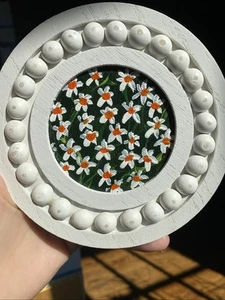 Cuadros de flores de margarita sobre lienzo flores abstractas originales, redondas - Imagen 1 de 6