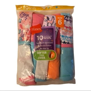 Hanes Classic Brief Girls Tagless Cotton Underwear Size 6 NEW - Picture 1 of 2
