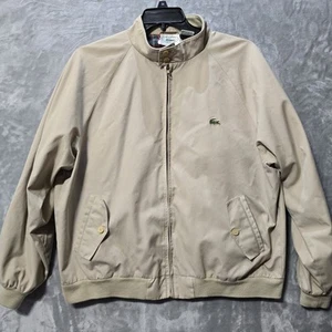 Vintage Herren Lacoste Jacke Windbreaker Herren XL beige hellbraun Bomber kariert gefüttert Y2K - Bild 1 von 8