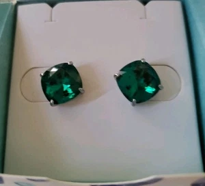 PENDIENTES CLARA PLATA BÚHO ORIGAMI CON CRISTAL DE SWAROVSKI EN VERDE ESMERALDA NUEVOS EN CAJA - Imagen 1 de 3