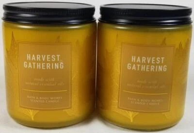 Lote de 2 frascos de cera perfumados de 1 mecha Bath Body Works vela recolección de cosecha Foto 1 de 4