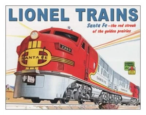 Lionel Trains Santa Fe Tin Sign - Nostalgic Vintage Metal Wall Décor - Made i... - Picture 1 of 6