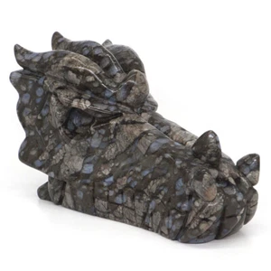 5" Dragon Head Skull Natural Texas Llanite Blue Opal Crystal Carved Figurine #11 - Imagen 1 de 7