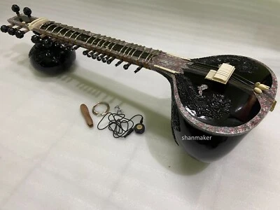 Sitar de concierto ultra profesional, estilo Ravi Shankar. obra de arte única, con pastilla Foto 1 de 4